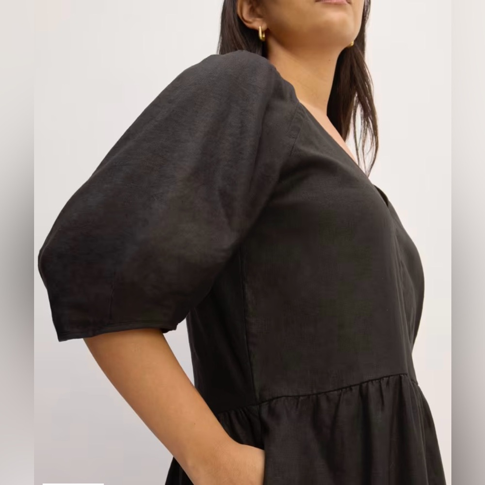 Everlane Linen Oversized Puff Sleeve dress size XS NWOT - Picture 3 of 7